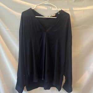 💙 Vince Navy Mixed Silk Tunic – Size 10